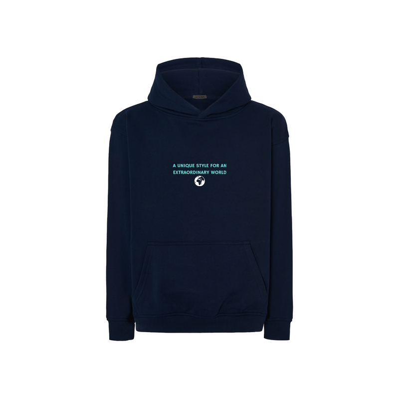 A UNIQUE STYLE FOR AN EXTRAODINARY WORLD HOODIE NAVY GREEN